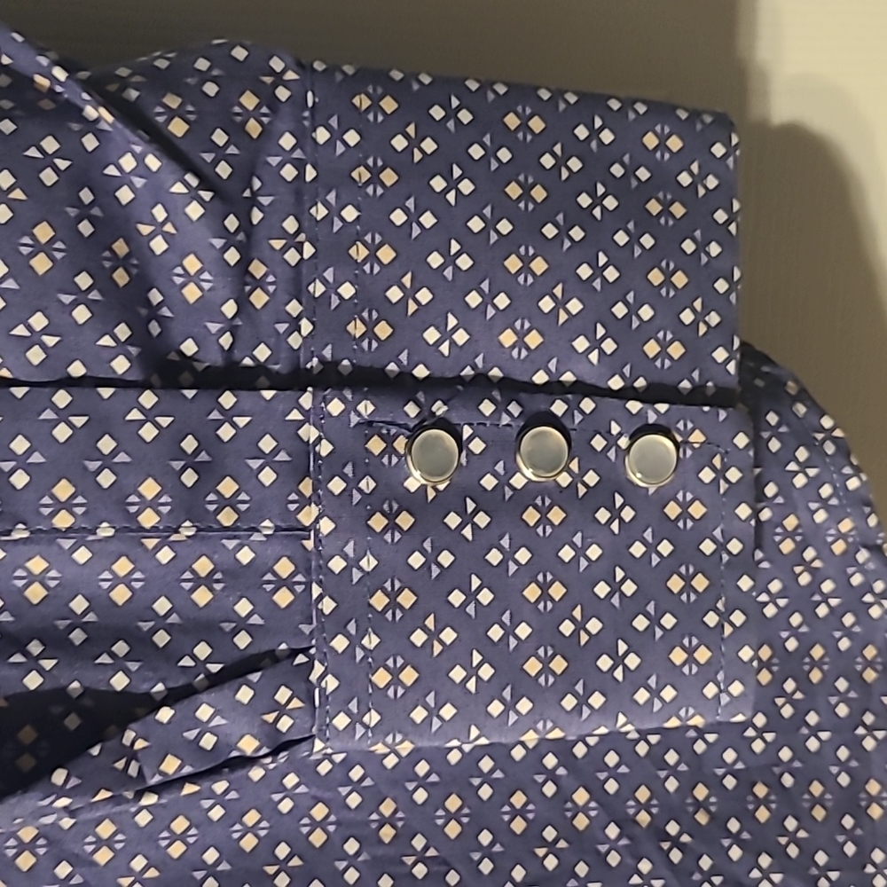 ELY CATTLEMAN MENS BLUE PATTERN LONG SLEEVE WESTERN SHIRT BIG AND TALL SIZE XXL - Picture 7 of 8